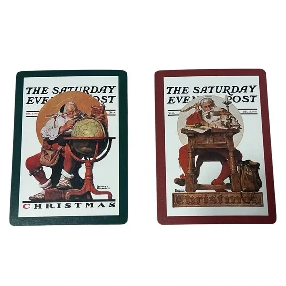 Single Swap Vintage Norman Rockwell Santas Playing Cards 1996 BBX