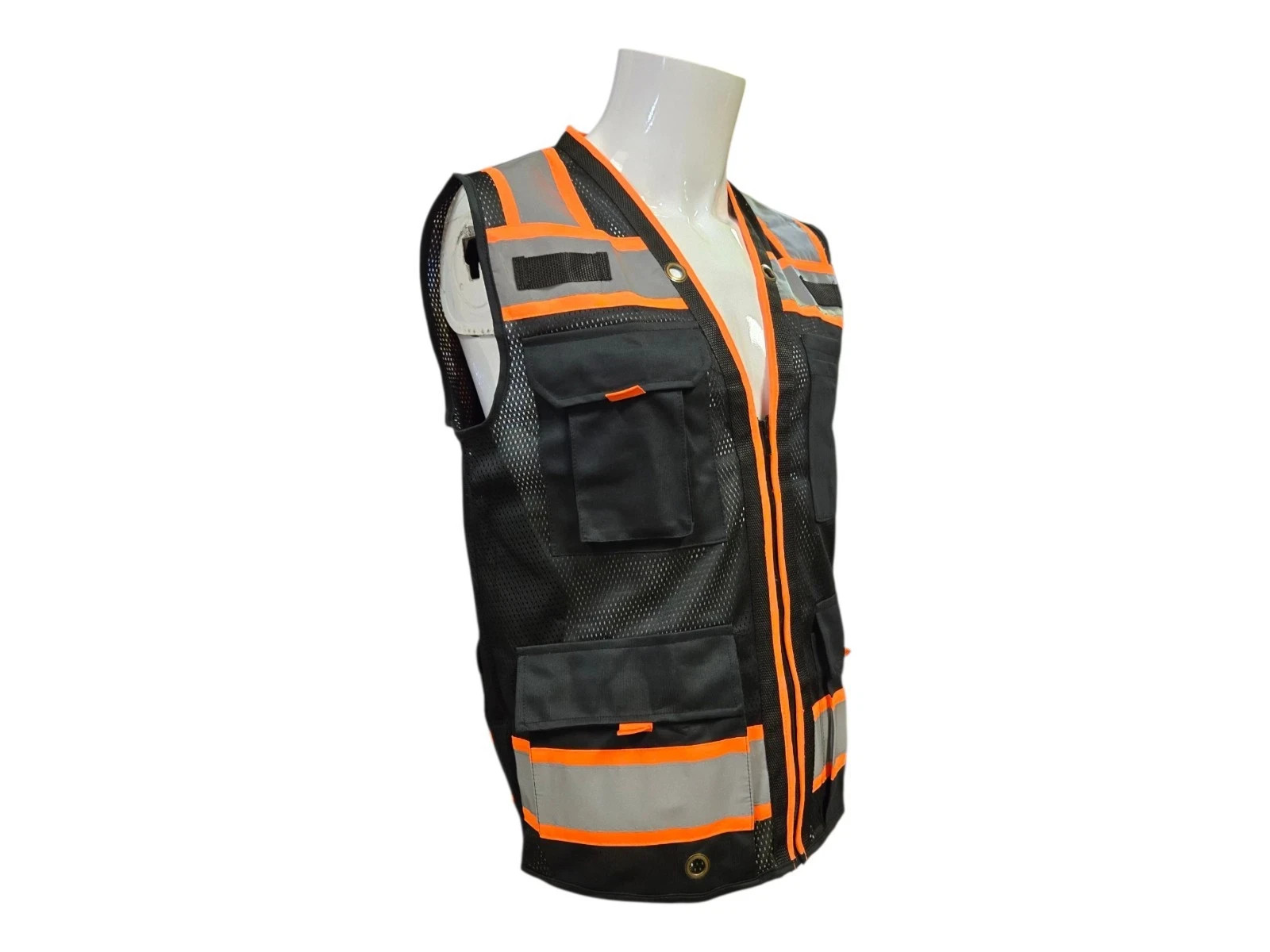 Black Hi-Vis Safety Vest with Plan/Tablet Pocket, New, Free Shipping