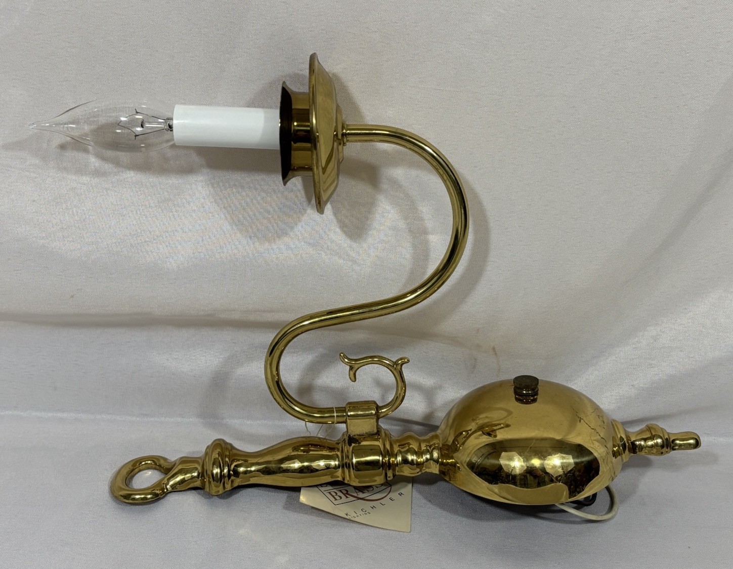 Vintage NOS Kichler Colonial Style Brass Wall Sconce Light Fixture 13.25"H