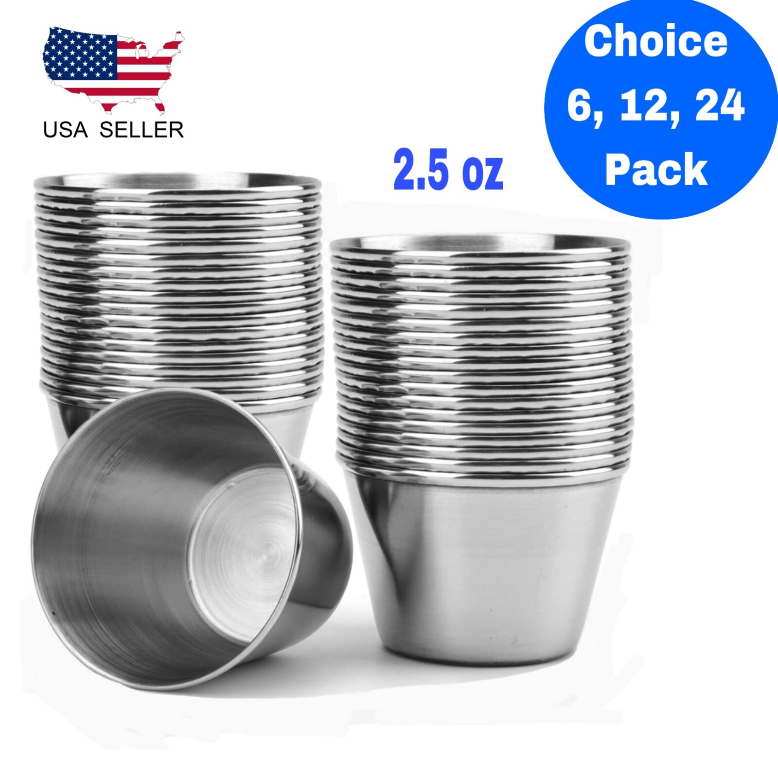 2.5 oz Sauce Cups  Stainless Steel Condiment Portion Cup Dipping Sauce Cup