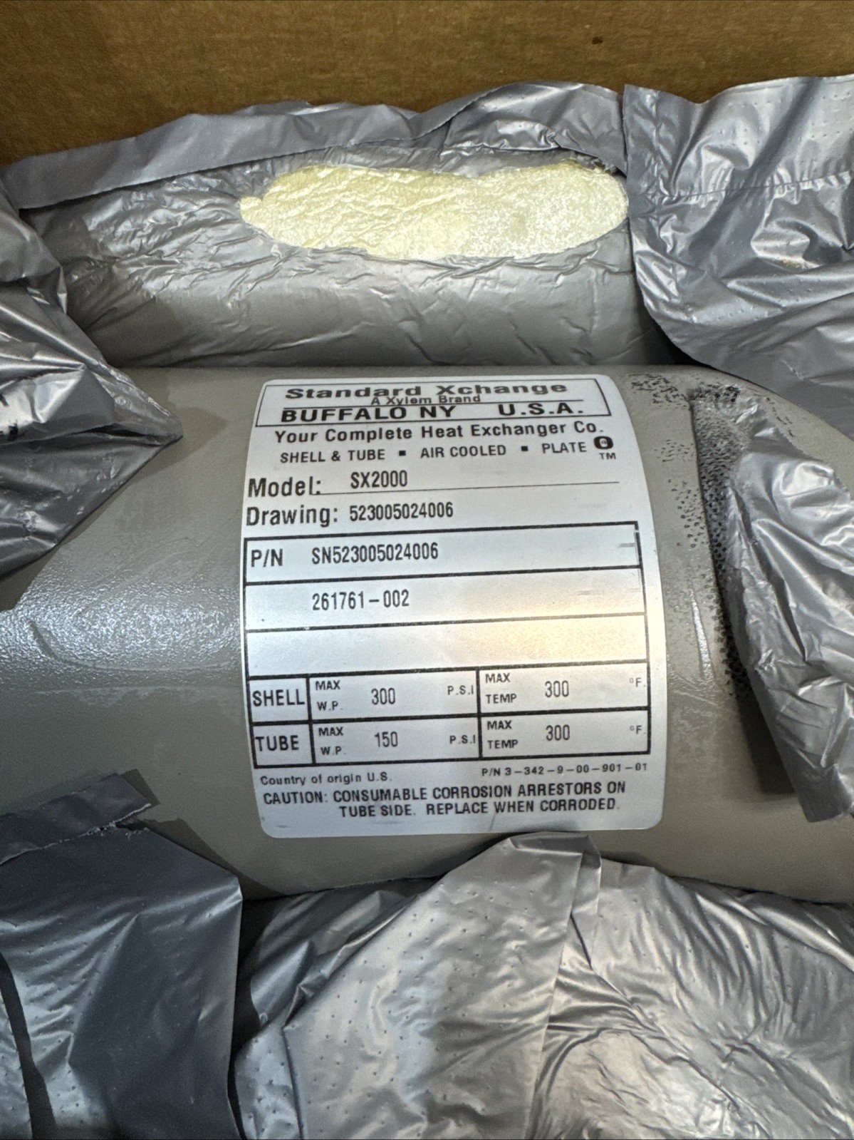 NEW* XYLEM STANDARD XCHANGE SN523005024006 Heat Exchanger SX2000 261761-002