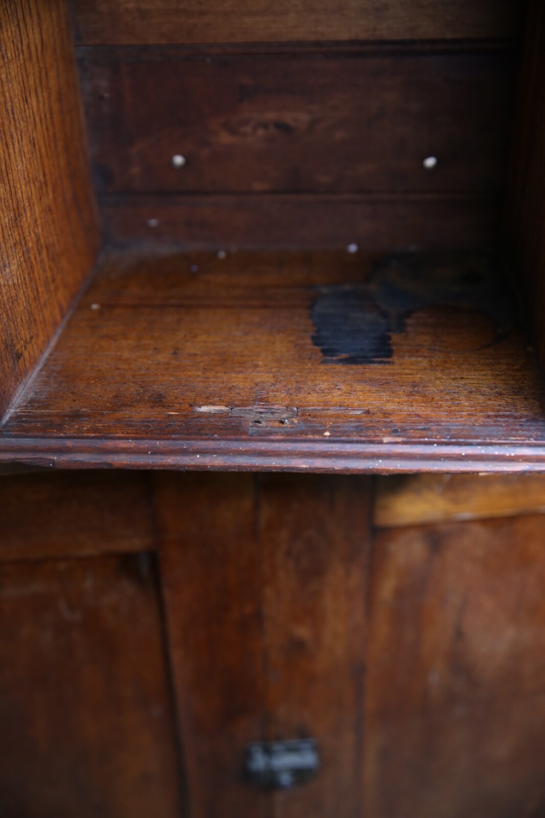 Vintage apothecary wood Cabinet antique counter flap door safe lock no key oak