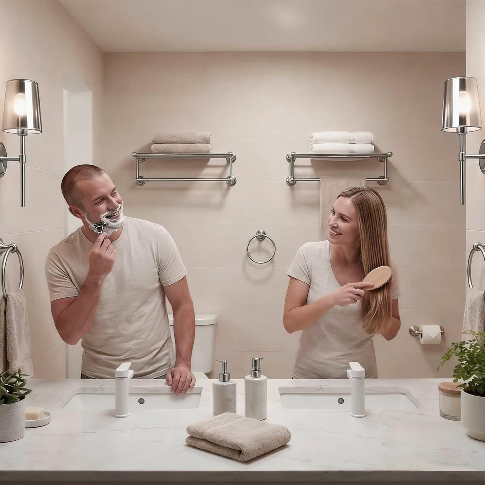 1 Pack Vibrant Polished Nickel Towel Bar 18 Inch Towel Rack for Bathroom Wall...