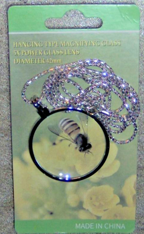 rOund Magnifying Glass Pendant magnifier Reader Necklace SILVER Chain 5x Loupe