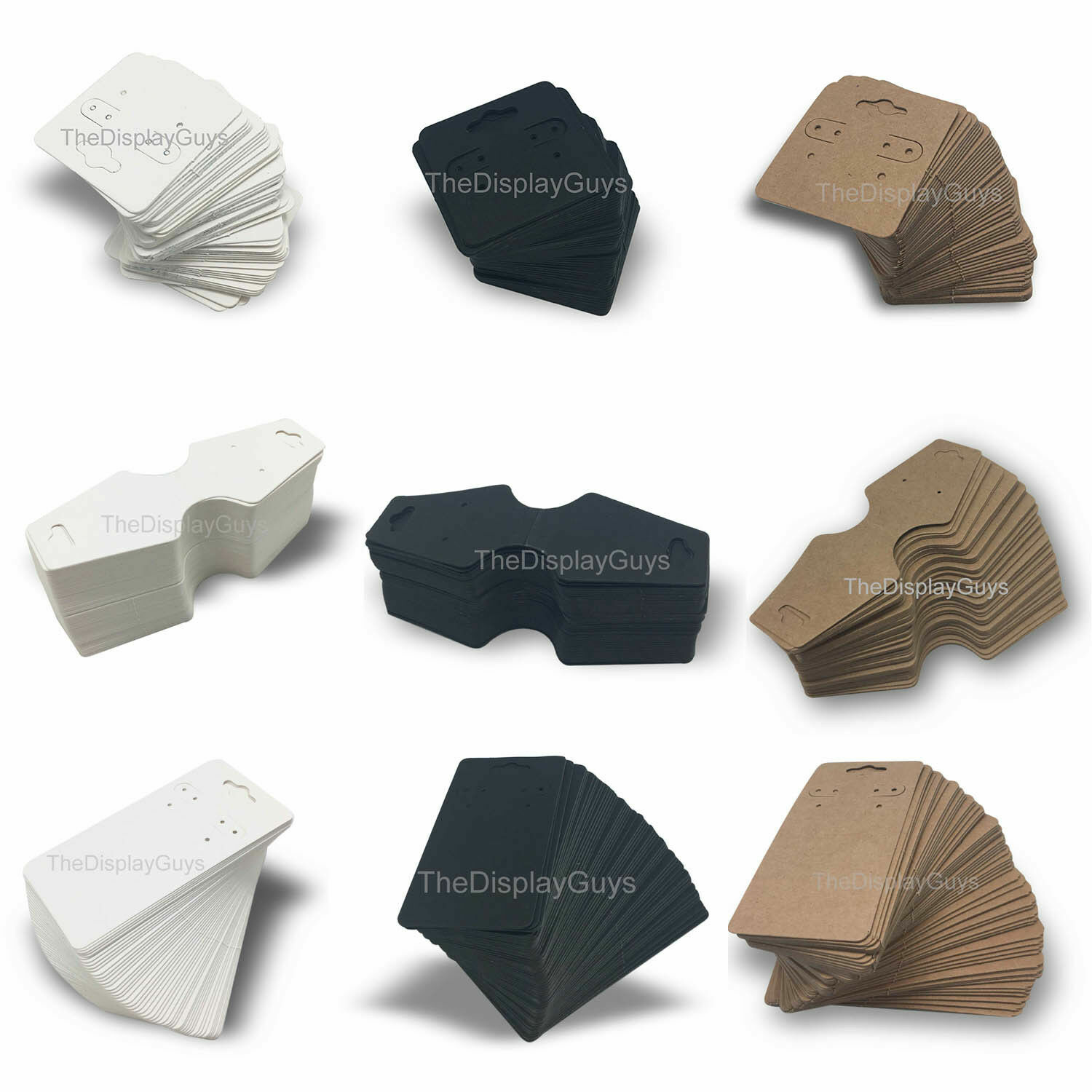 100/200/500pcs Black Kraft White Earrings Necklace Display Hanging Cards+ Holder