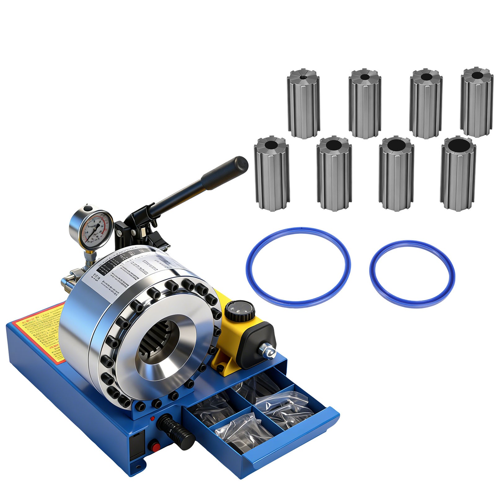 High Pressure Manual Hydraulic Hose Crimper Hose Pipe Crimping W/ 8 sets Molds