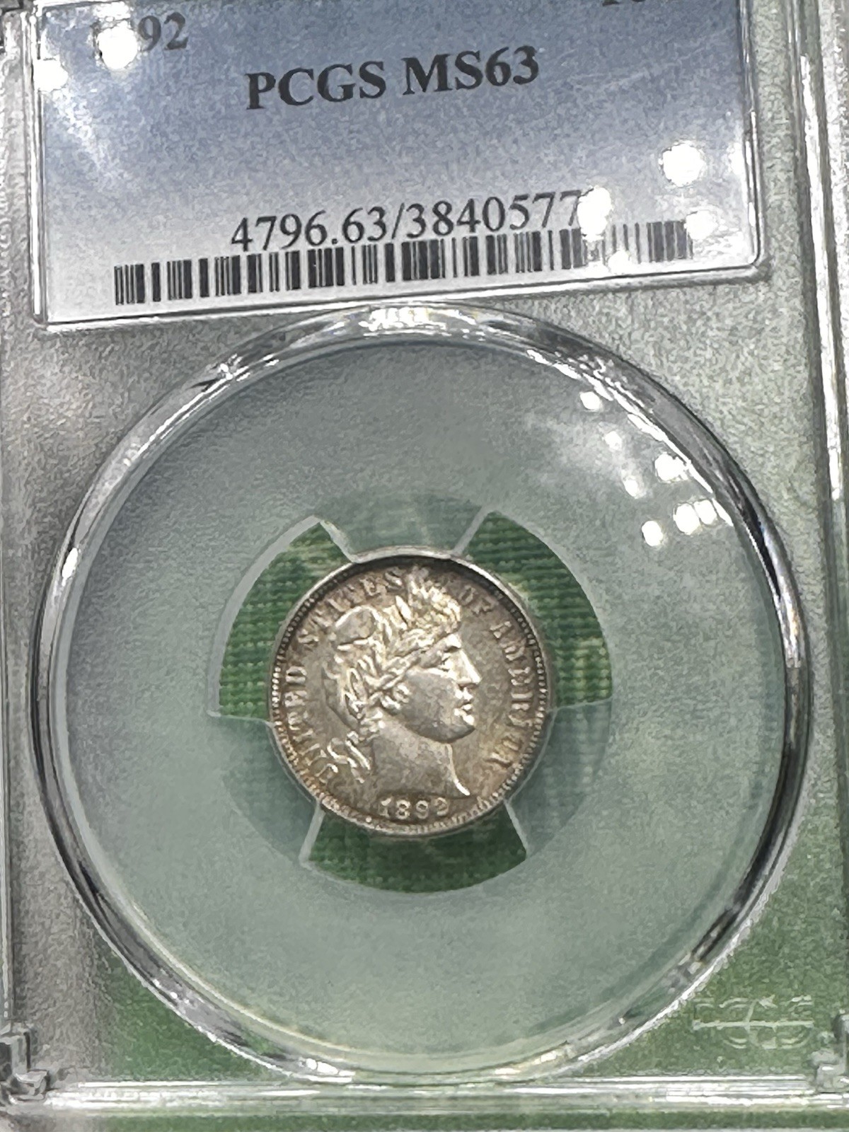 1892 PCGS MS-63 Barber Dime Beautiful Coin