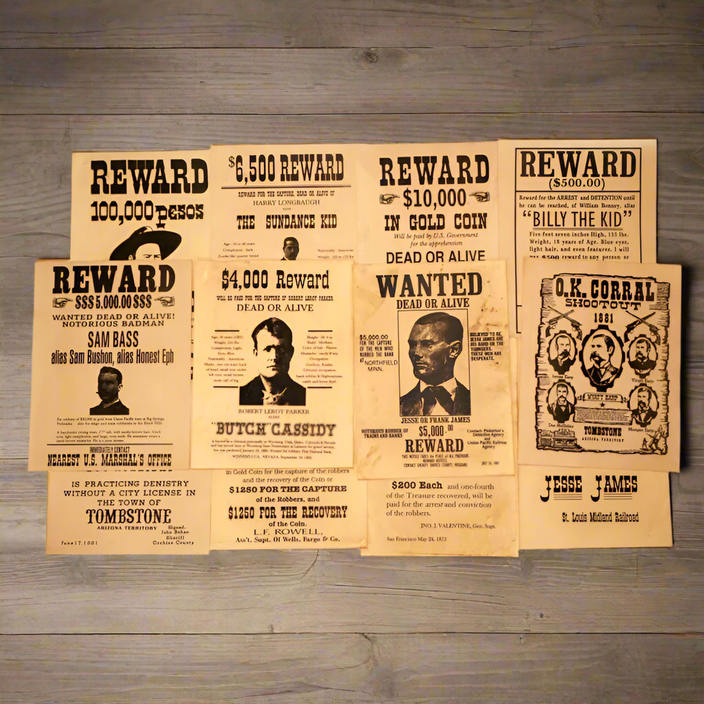 Wanted Posters Parchment With Antique Finish (Set of 12)