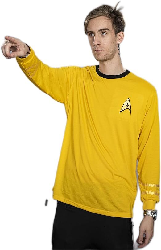 Adult Star Trek Long Sleeve Halloween Costume T-shirt Captain Kirk Cosplay Tee