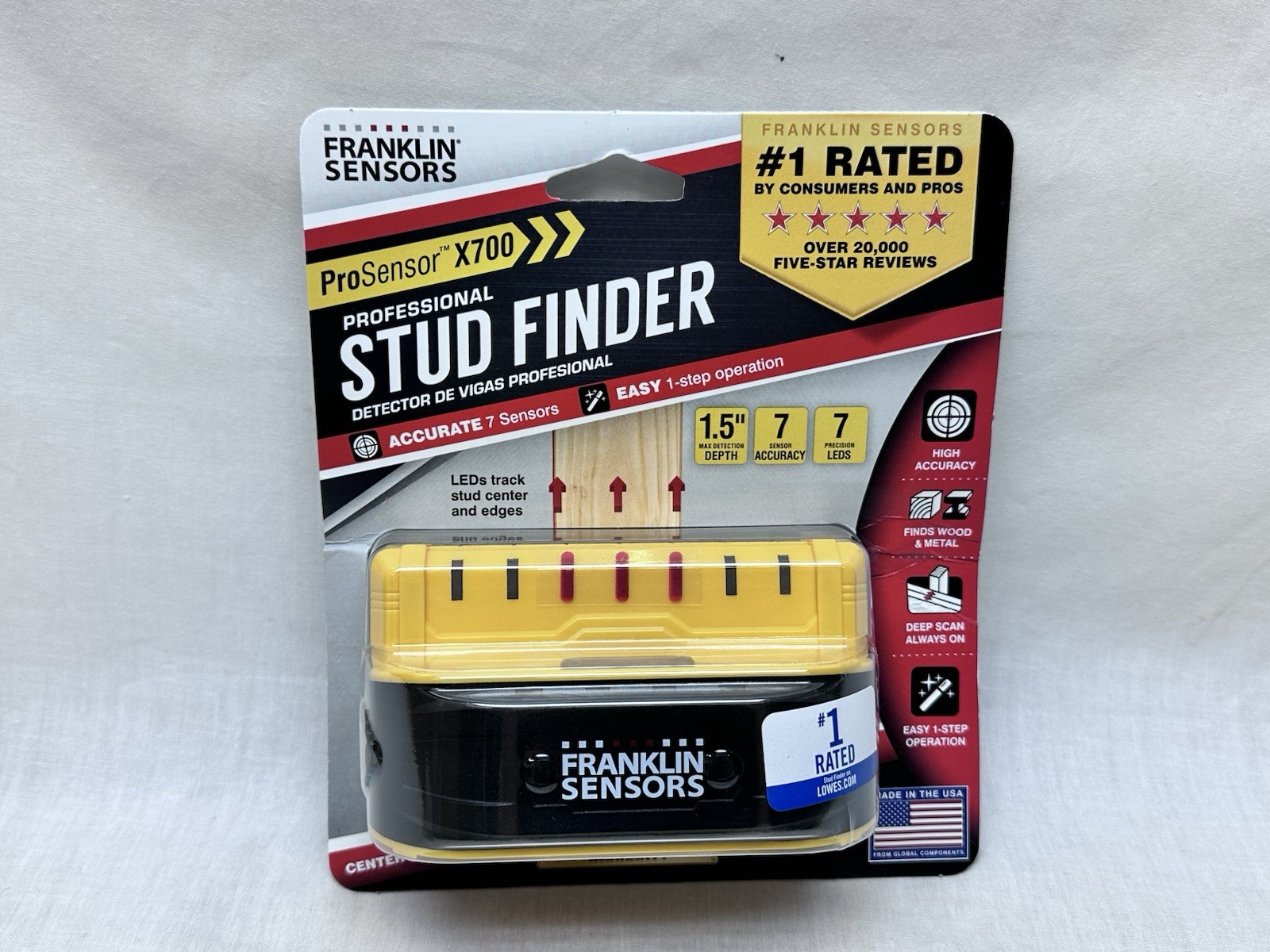 Franklin Sensors X700 Stud Finder 1.5-In Scan Depth Metal & Wood Wall Scanner