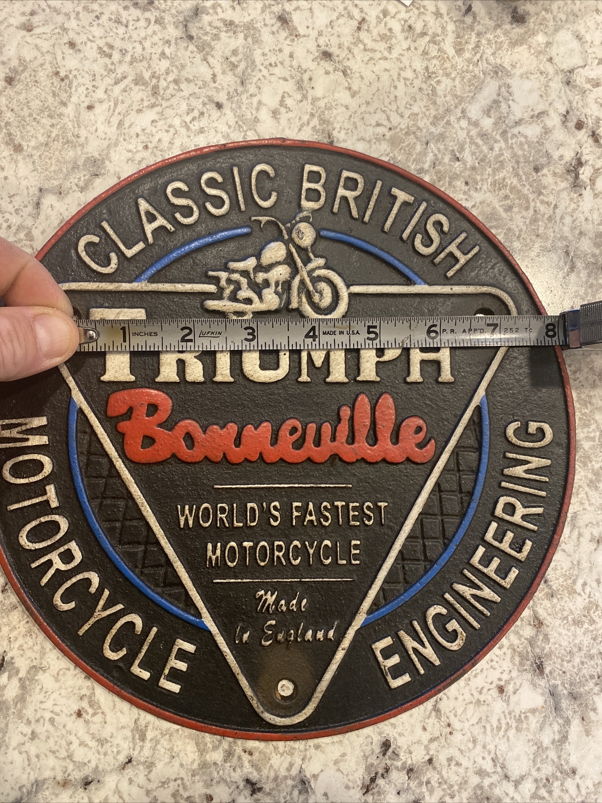 Triumph Bonneville Motorcycle Sign Cast Iron Plaque Fatboy Rider UK Home Decor