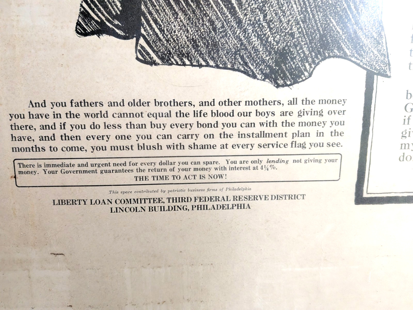 Original WWI Poster, "Her Boy", Promoted the Purchase of Liberty Loan Bonds
