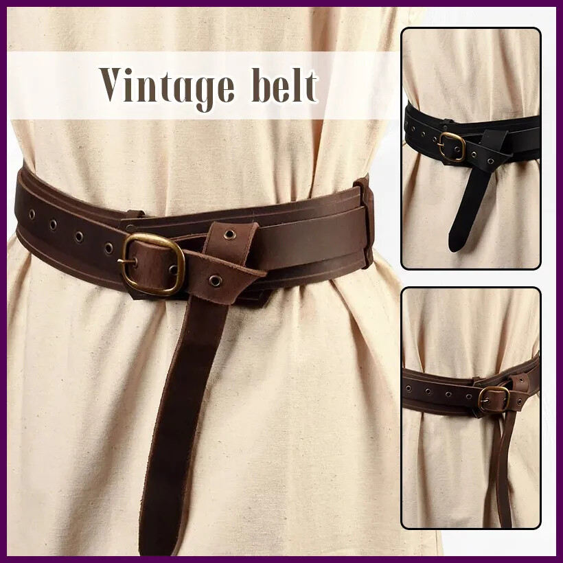 Buckle Waist Leather SCA LARP Belt Viking Renaissance Cosplay Medieval Costume