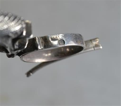 early period midwife stork umbilical clamp babies 19th c silver original antique