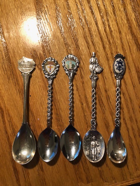 Lot of 5 Vintage Collector Souvenir Spoons San Pedro ketchikan Biloxi