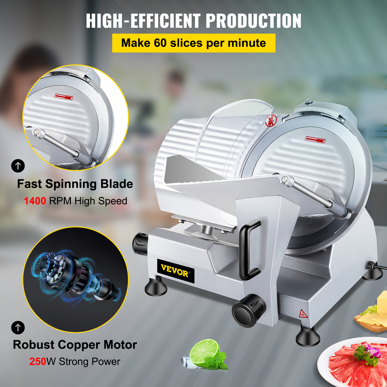 VEVOR Commercial 12" Blade Meat Slicer Deli Food cutter Electric slicer 440RPM