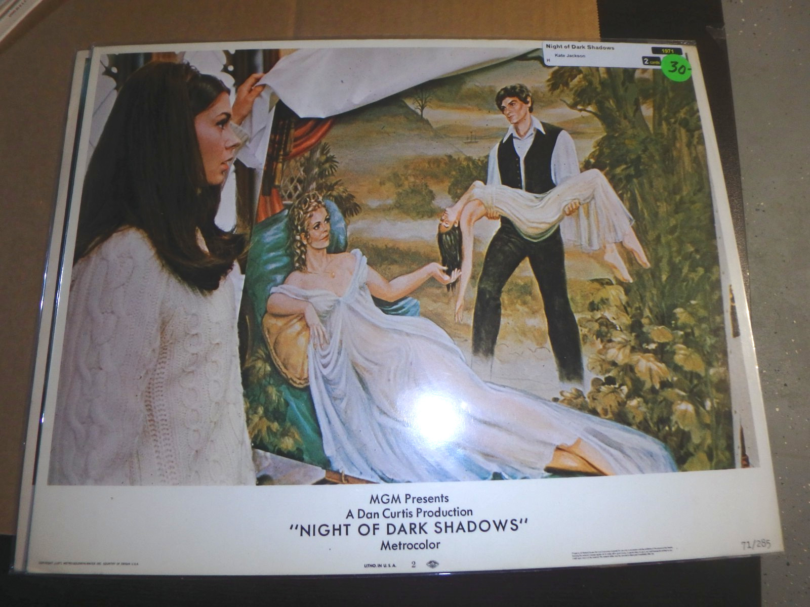 "NIGHT OF DARK SHADOWS" KATE JACKSON 1971 ORIGINAL LOBBY CARD SET OF 2 !