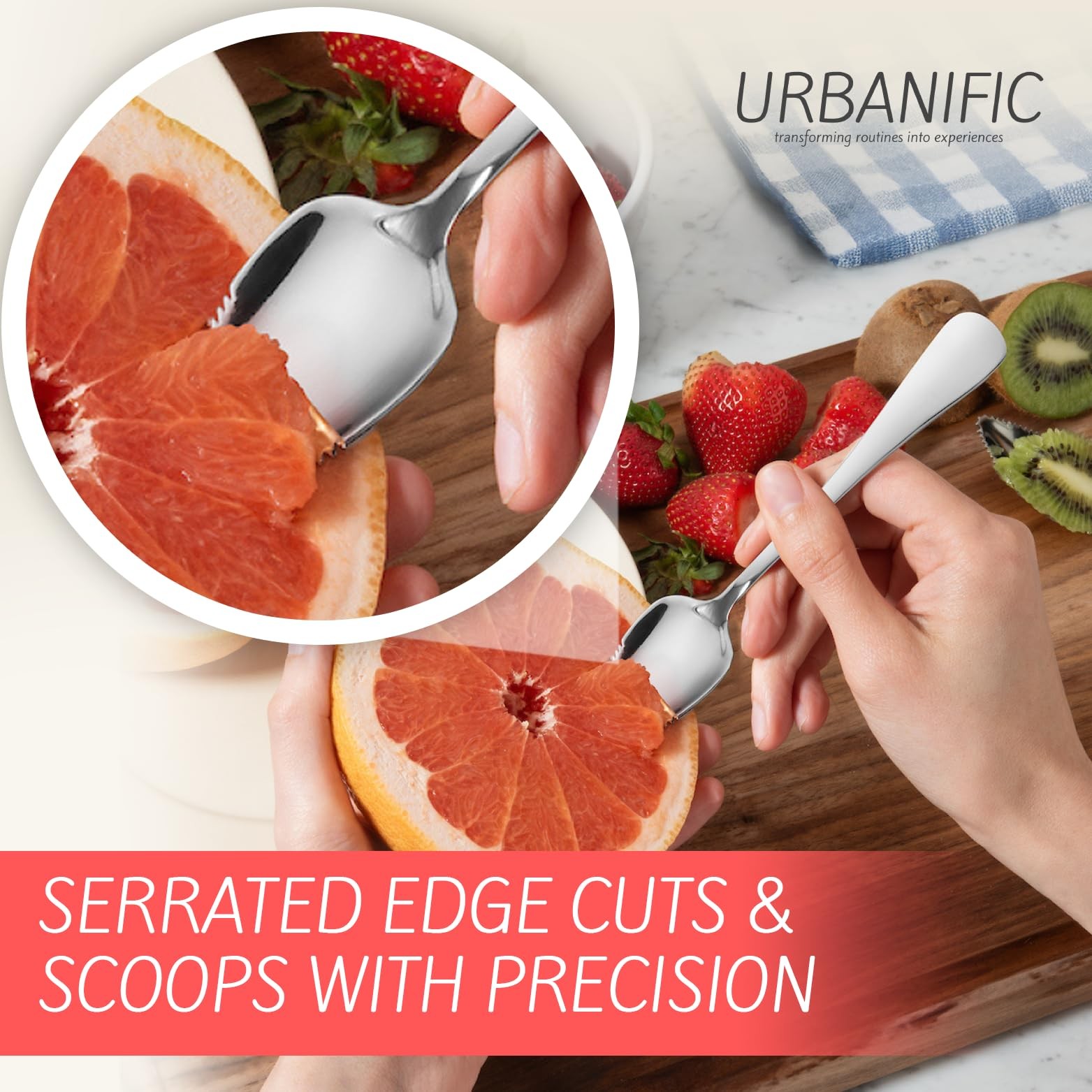 Grapefruit Spoons Set Serrated Edge Stainless Steel Fruit Sieve 4P