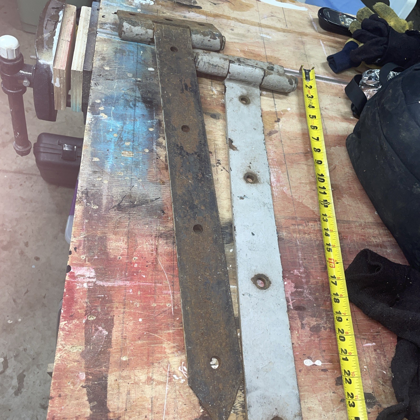 Antique Large Strap Hinges 25” industrial Hardware garage Barn Rustic Door