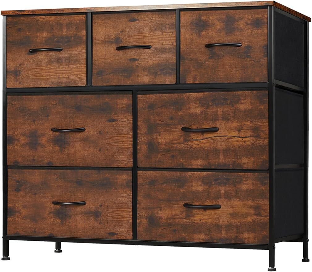 7 Drawers Dresser Metal Frame Clothes Drawer Fabric Closet Organizer for Bedroom