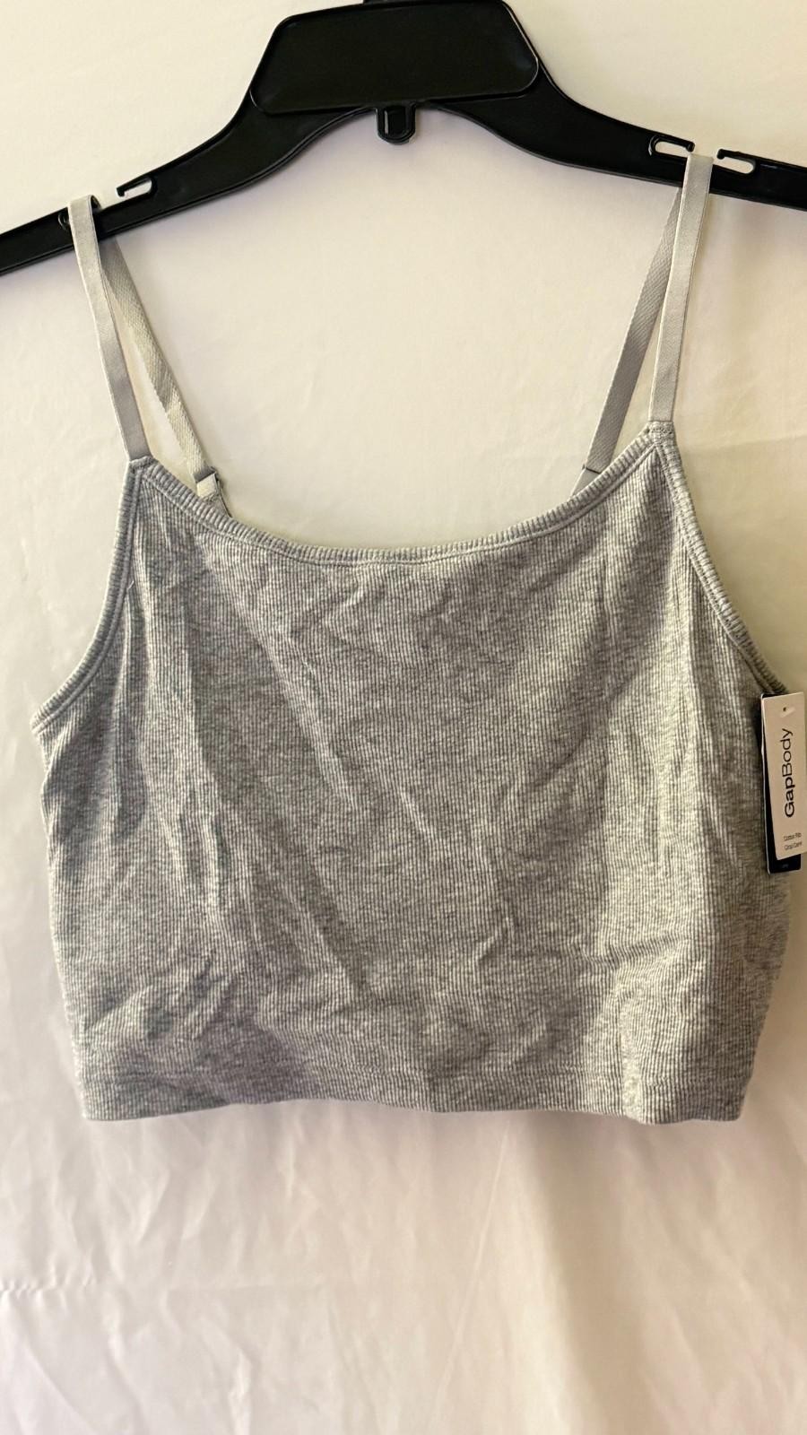 New Gap Women's Logo Comfort Cotton Rib Crop Cami Bra Gray Size L