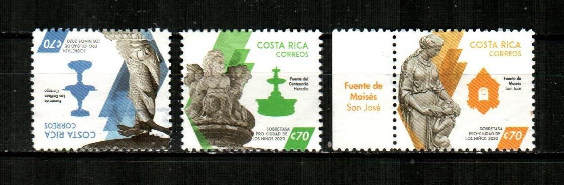 COSTA RICA ( 3v ) Fountains ( 2020 ) F/VF Used