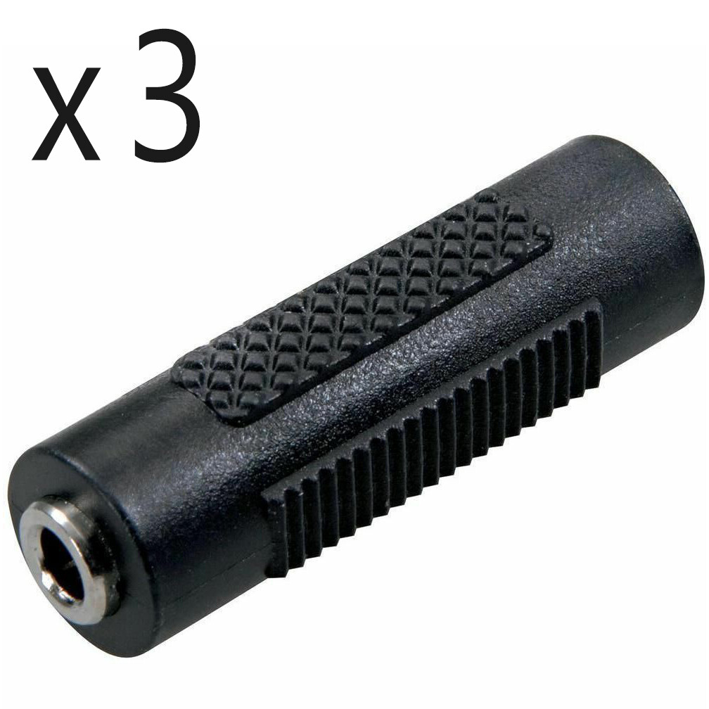 3 Pack - 3.5mm 1/8" Aux Stereo Female to Female F/F Audio Coupler Adapter Jack