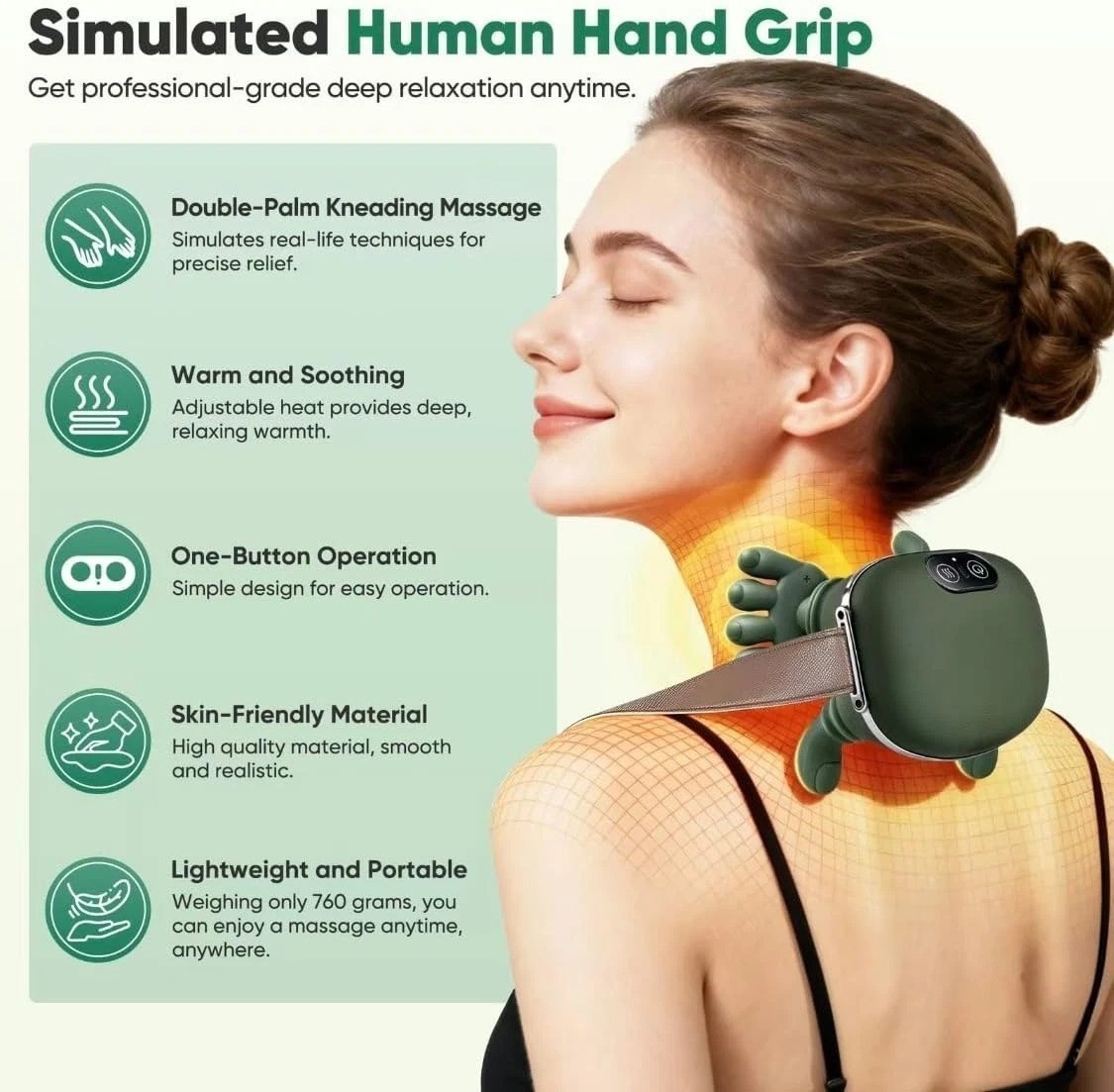 Electric Neck & Shoulder Massager with Heat Shiatsu 4D Kneading Pain Relief USA