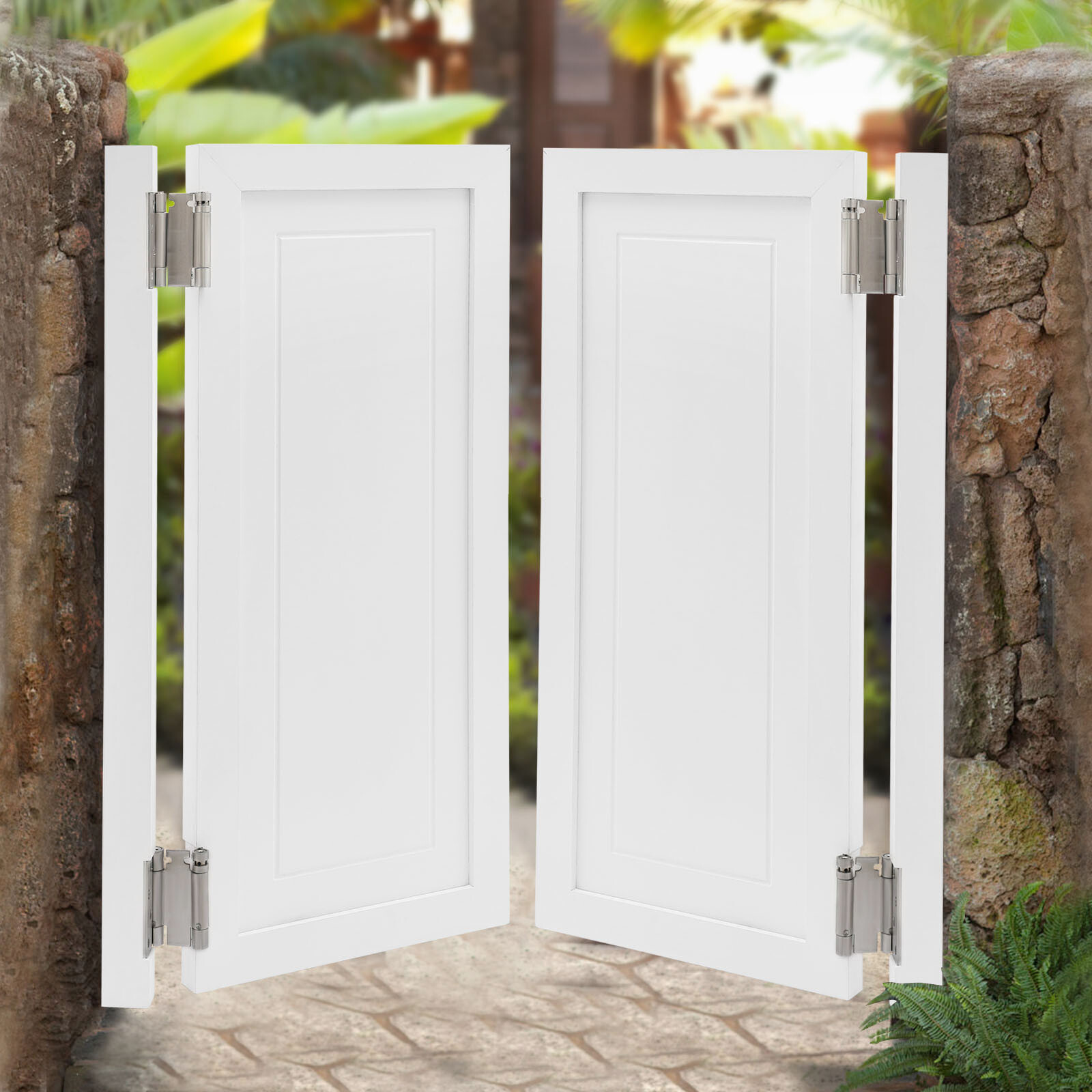 White Wood Swinging Door Wall-mounted Double Half Cafe Doors Saloon Bar W/ Hinge