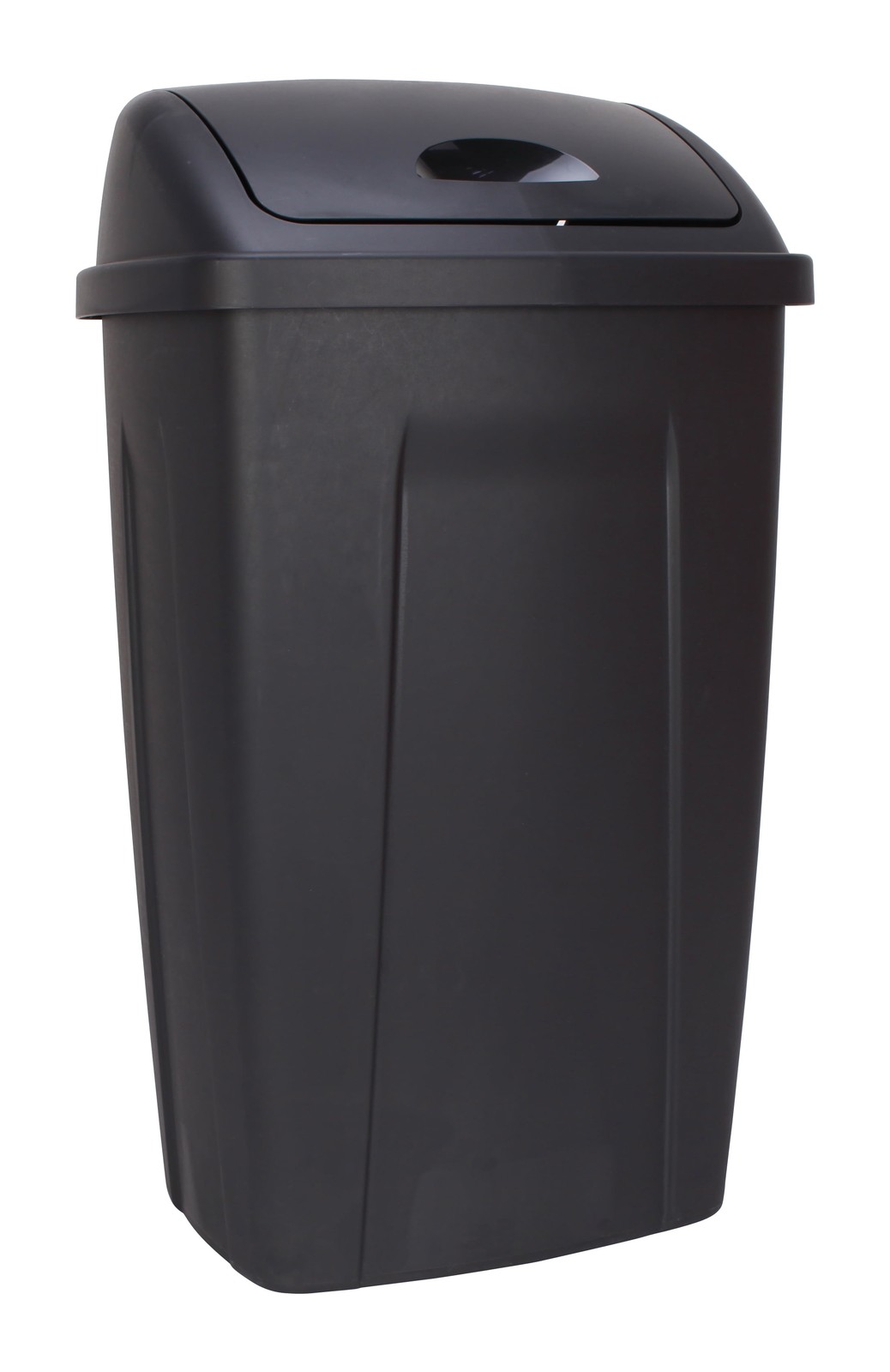 Kitchen Trash Can, 13 Gallon Plastic Garbage Bin with Swing Top Lid, Black