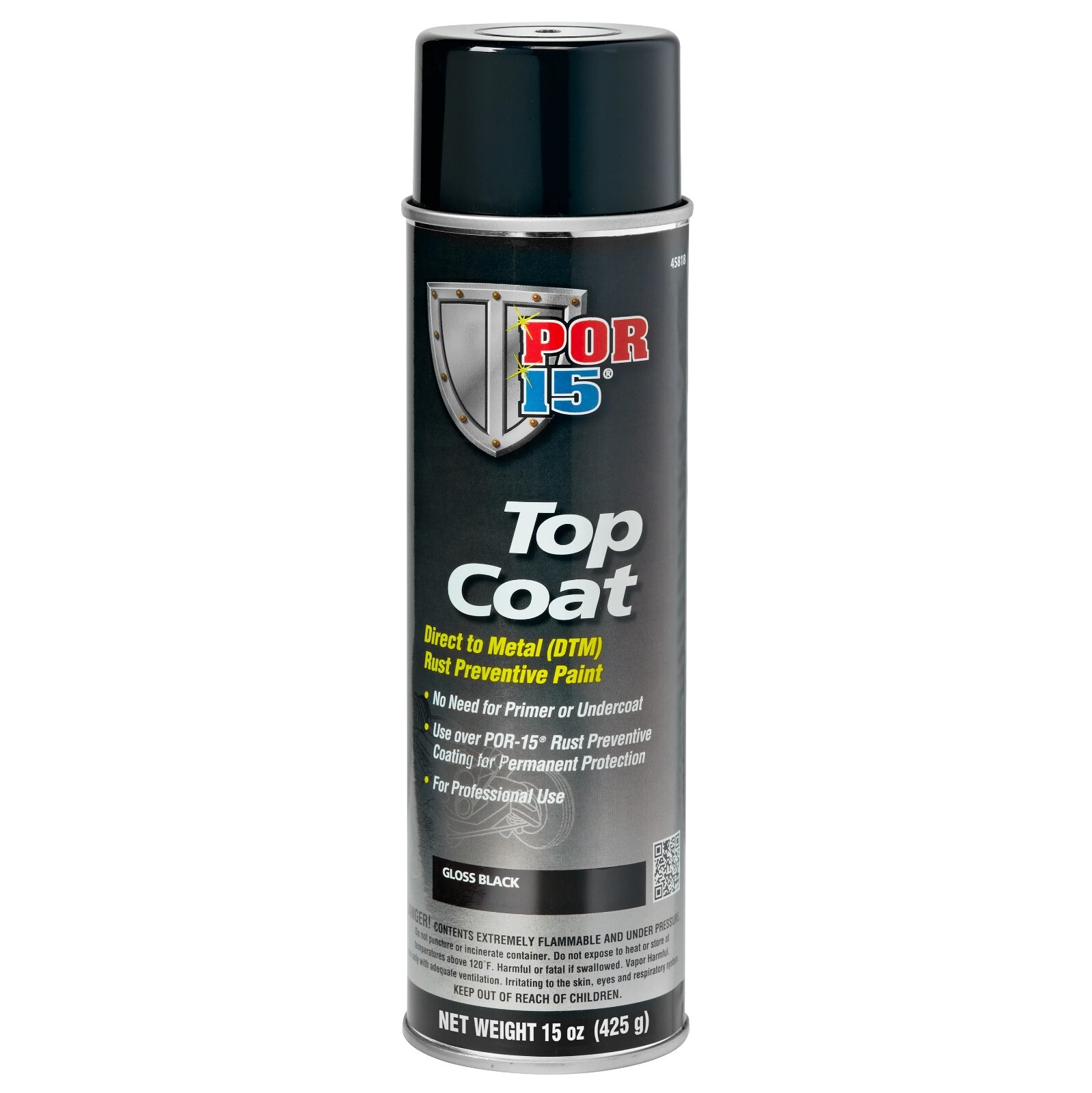 POR-15 45818 Top Coat Gloss Black 15 oz Spray Aerosol
