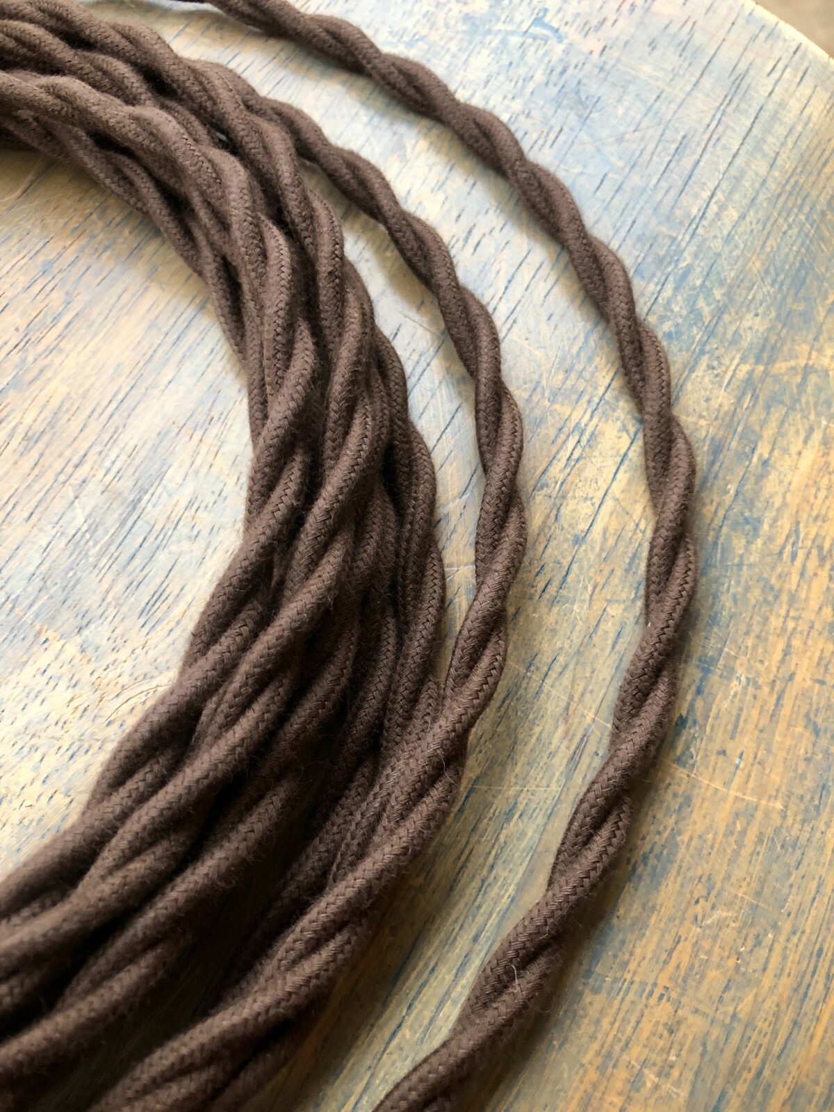 Brown Twisted Cotton Covered Wire Vintage Style Cloth Lamp Cord Antique Fan 18ga