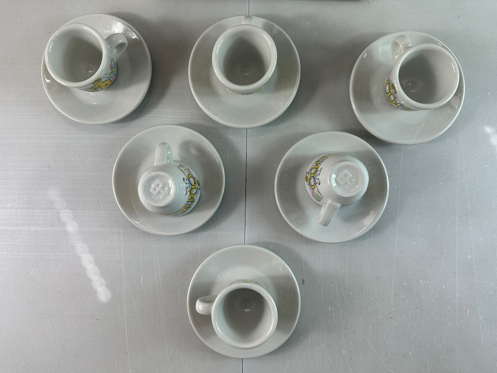 New! NUOVA POINT Espresso Set of 6 Cherub Angels Cups & Saucers Made In Italy