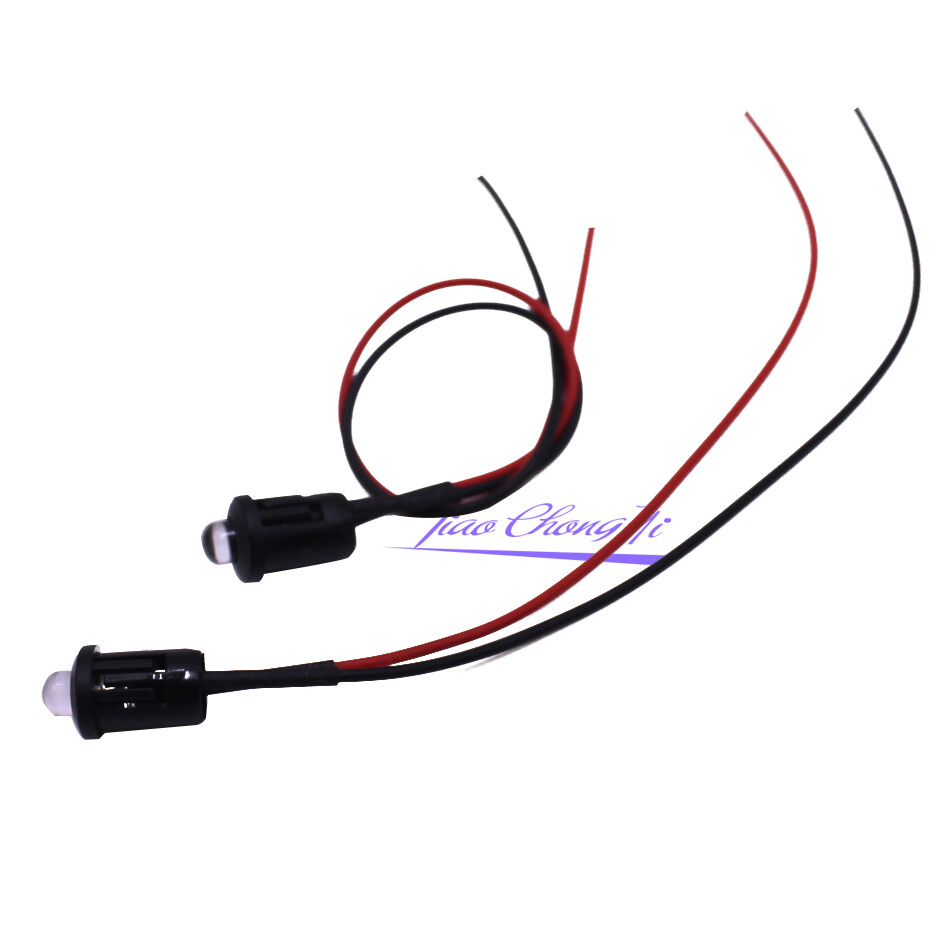 10-100PCS 5mm 3-5V LED 2PIN Round Pre-wired water Clear led with Plastic Holder