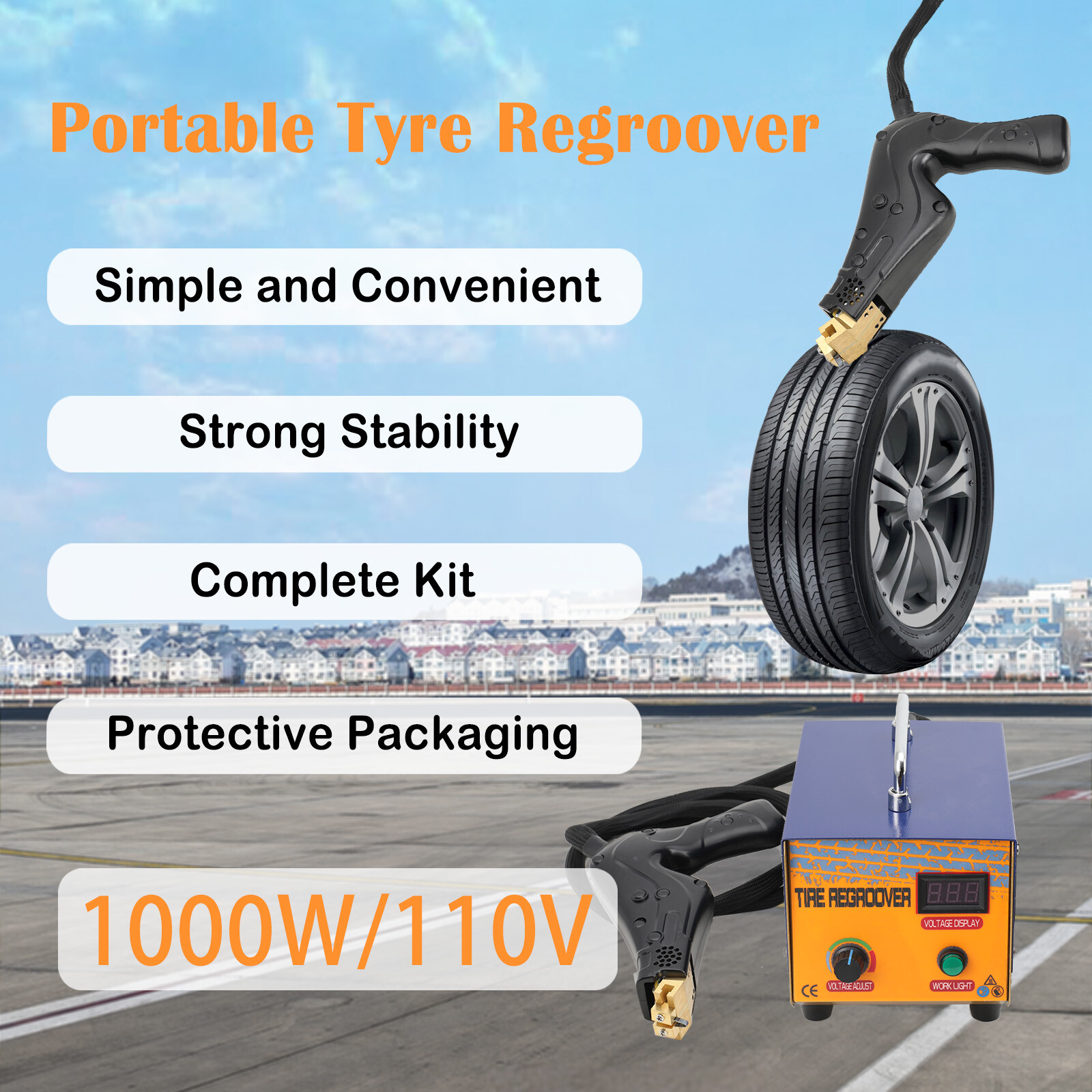 1000W Truck Tire Groover Rubber Cutter Regroover Tyre Grooving Machine + Blades