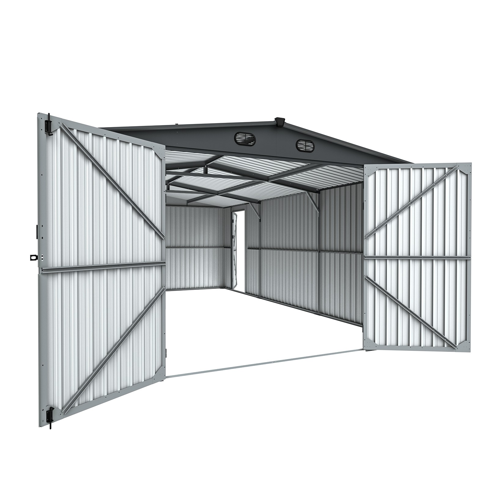 13x20FT Galvanized Metal Outdoor Storage Shed Livestock Garage Free shipping