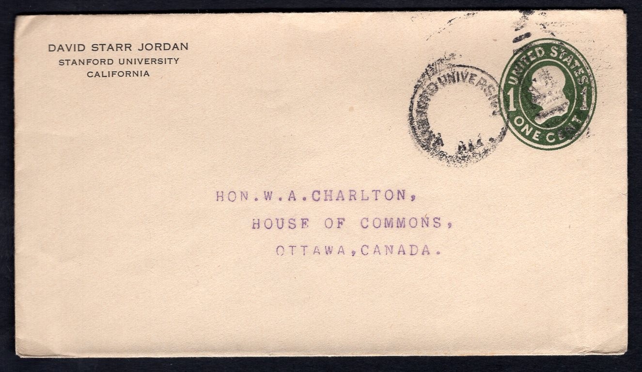 CANADA House of Commons 1916 CDS Receiver on Cover from Stanford University USA