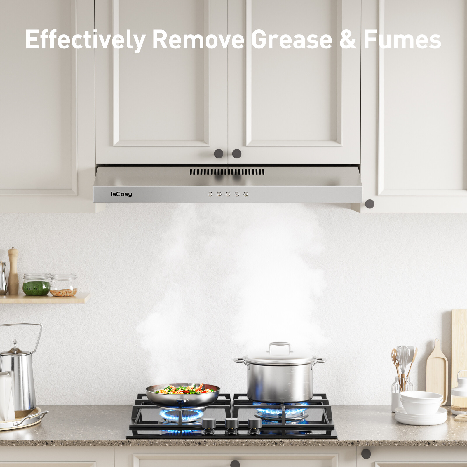 Kitchen Range Hood 30 inch Under Cabinet Cook 3-Speed Vent Fan Ducted/Ductless