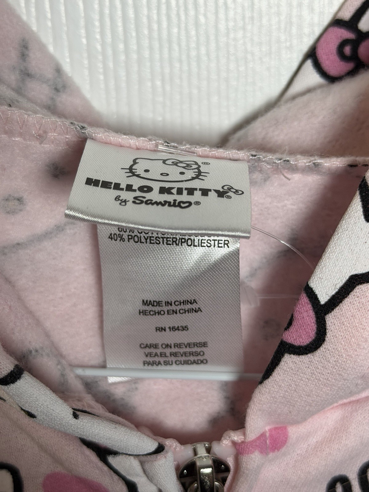 Sanrio Hello Kitty All Over Print Zip-Up Hoodie Kids Size 12 Pink