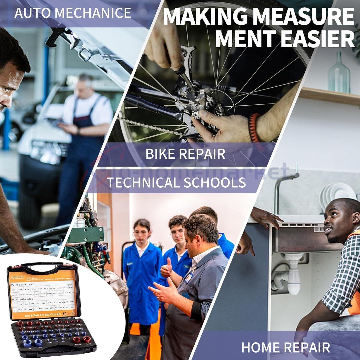 44pcs Inch & Metric Nut & Bolt Thread Checker Gauge Set