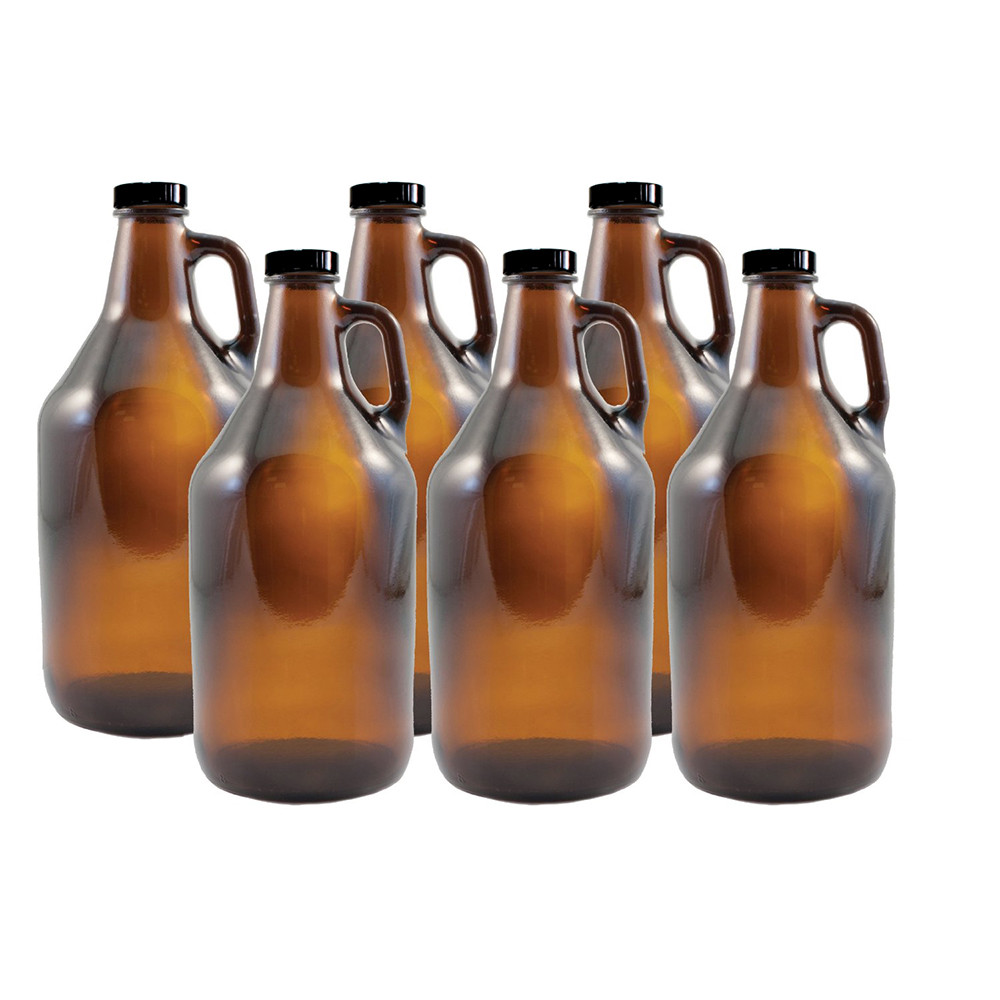 1/2 Gallon Amber Growlers (Case of 6) with Polyseal Caps