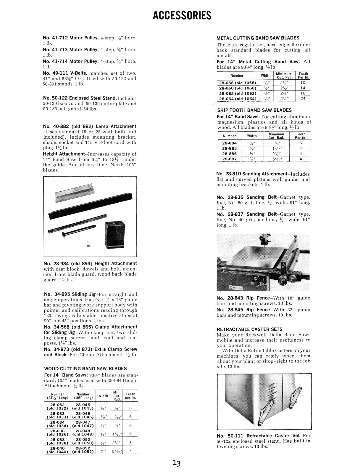 Rockwell Delta 14" Metal Bandsaw 28-300, 28-380 Instruction & Parts Manual #1877