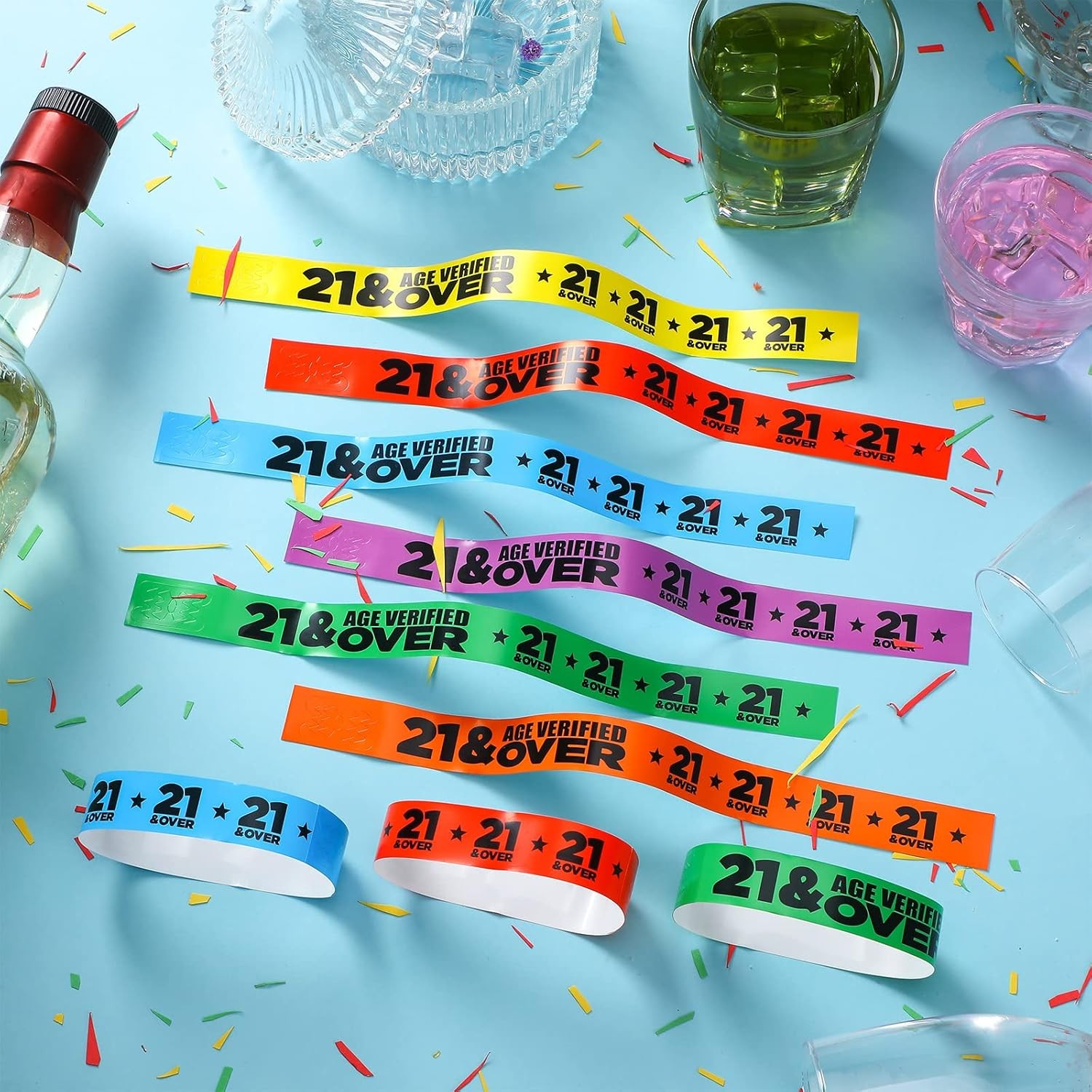 Teling 600 Pcs over 21 Wristbands Paper Event Wristbands Colored Bracelet Waterp