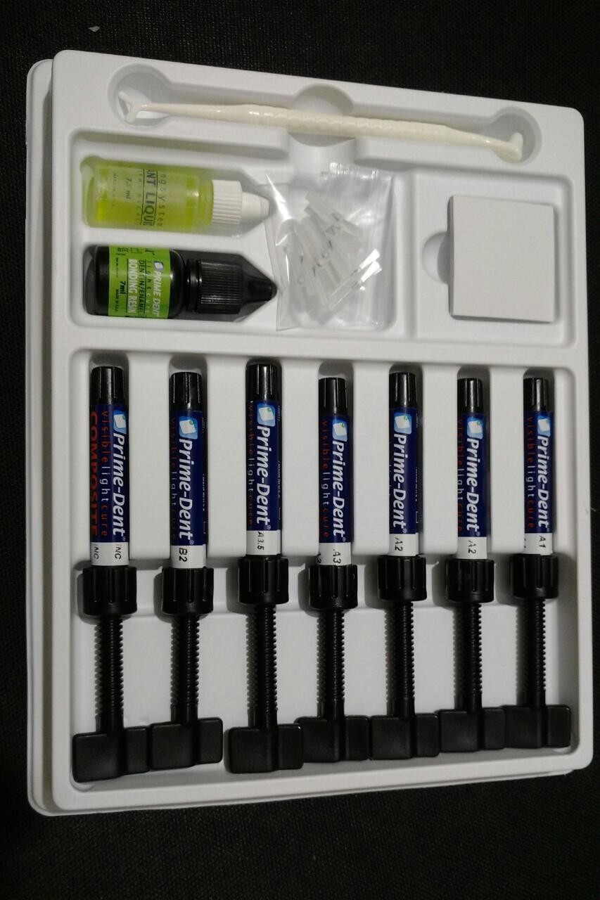 Prime-Dent Light Cure Hybrid Dental Resin Composite 7 Syringe Kit #001-010