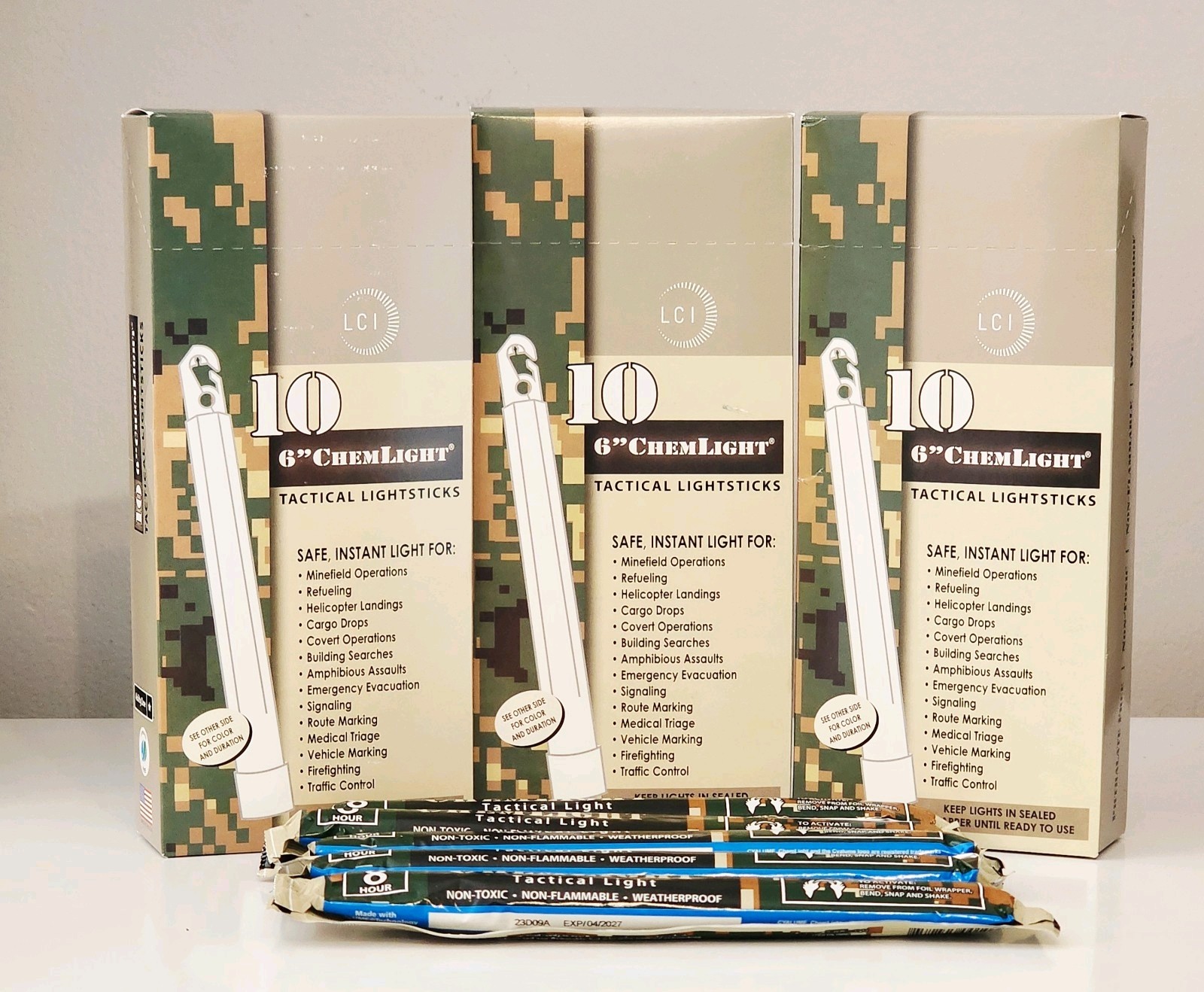 LC Industries ChemLight 6 inch Blue 5, 10, or 25 Pack Military Grade Glow Sticks