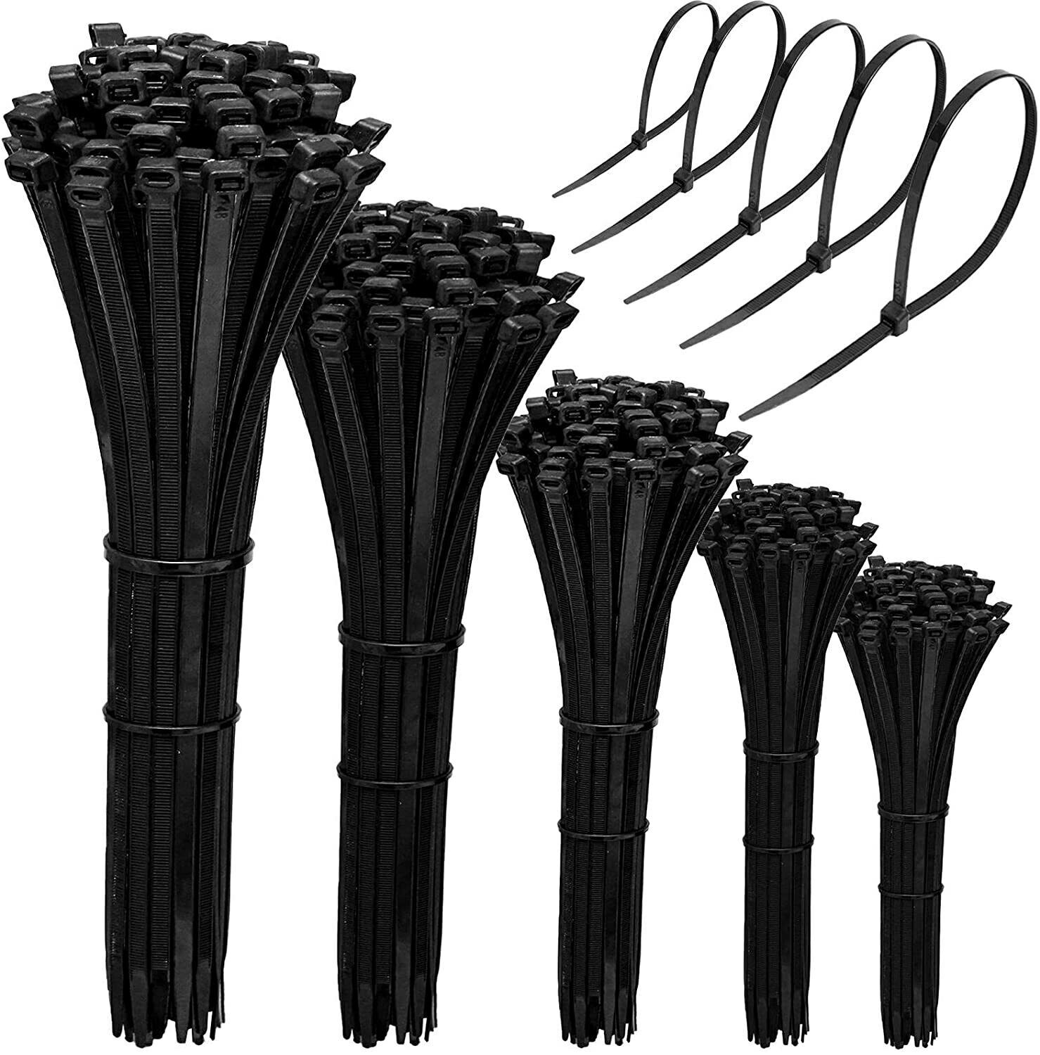 100 BLACK CABLE ZIP TIES Heavy Duty UV Resistant UL 4 6 8 10 12 15 18 24" & 36"