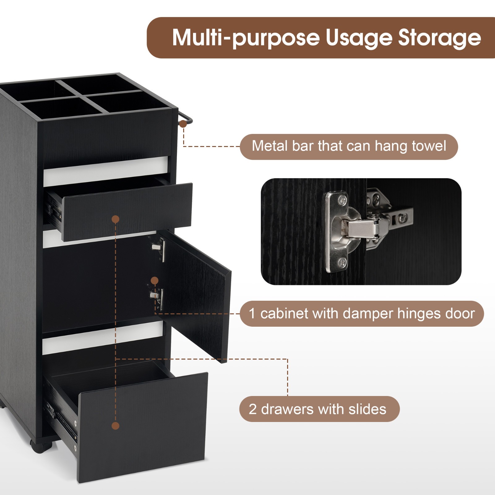 Salon Trolley with Drawers ,Barber Cart Storage Cabinet Beauty Organizer