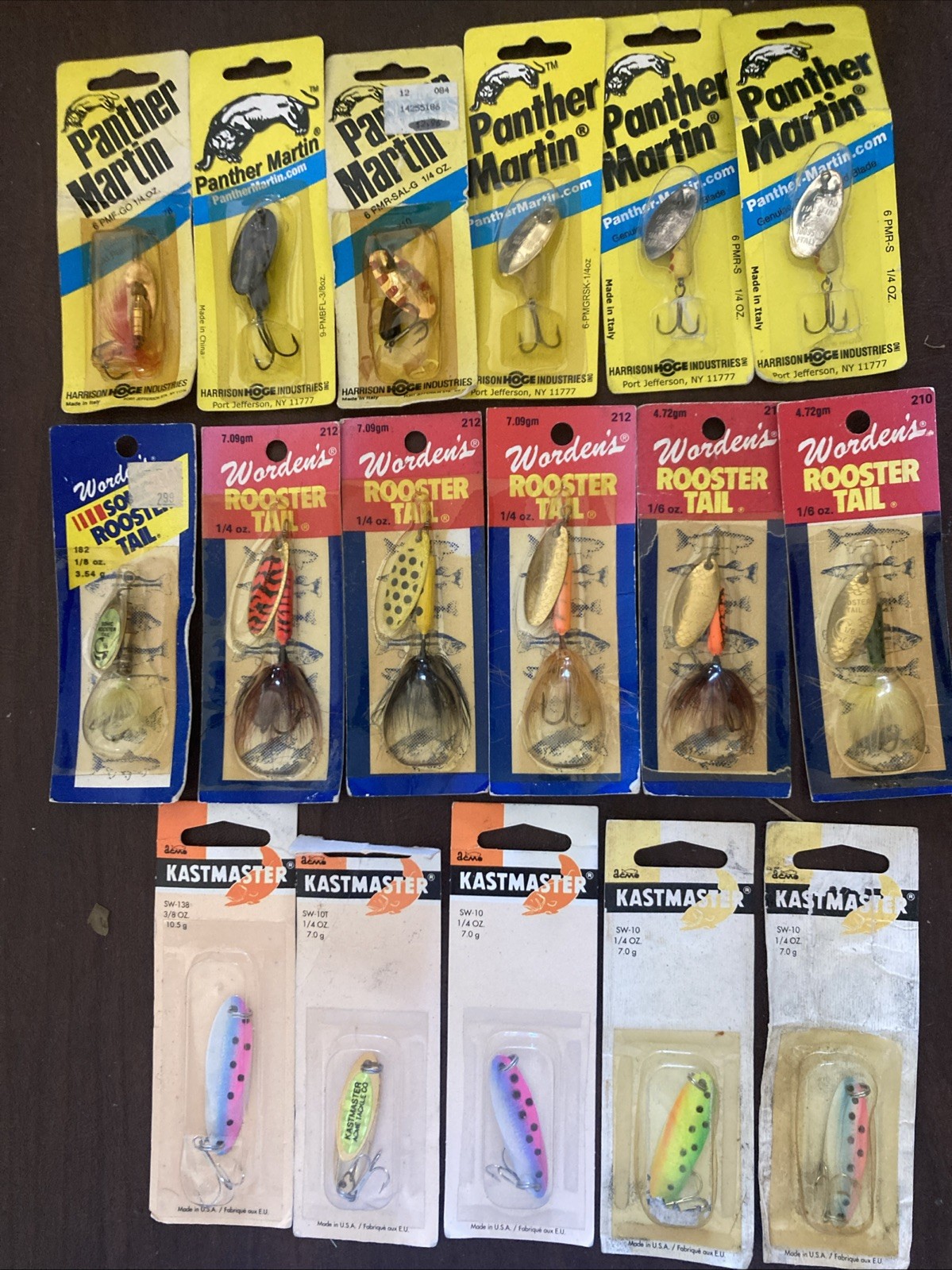 Lot of 17 NEW Mixed Fishing Lures Spinners Roosters Panther Martin Kastmaster