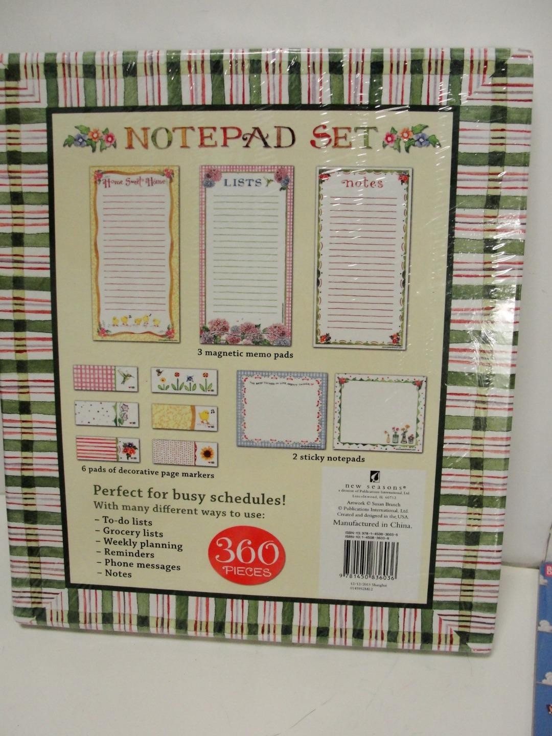 Susan Branch 360 Piece Notepad Set - 3 Lg Pads - 2 Sticky - 6 Page Marker Pads