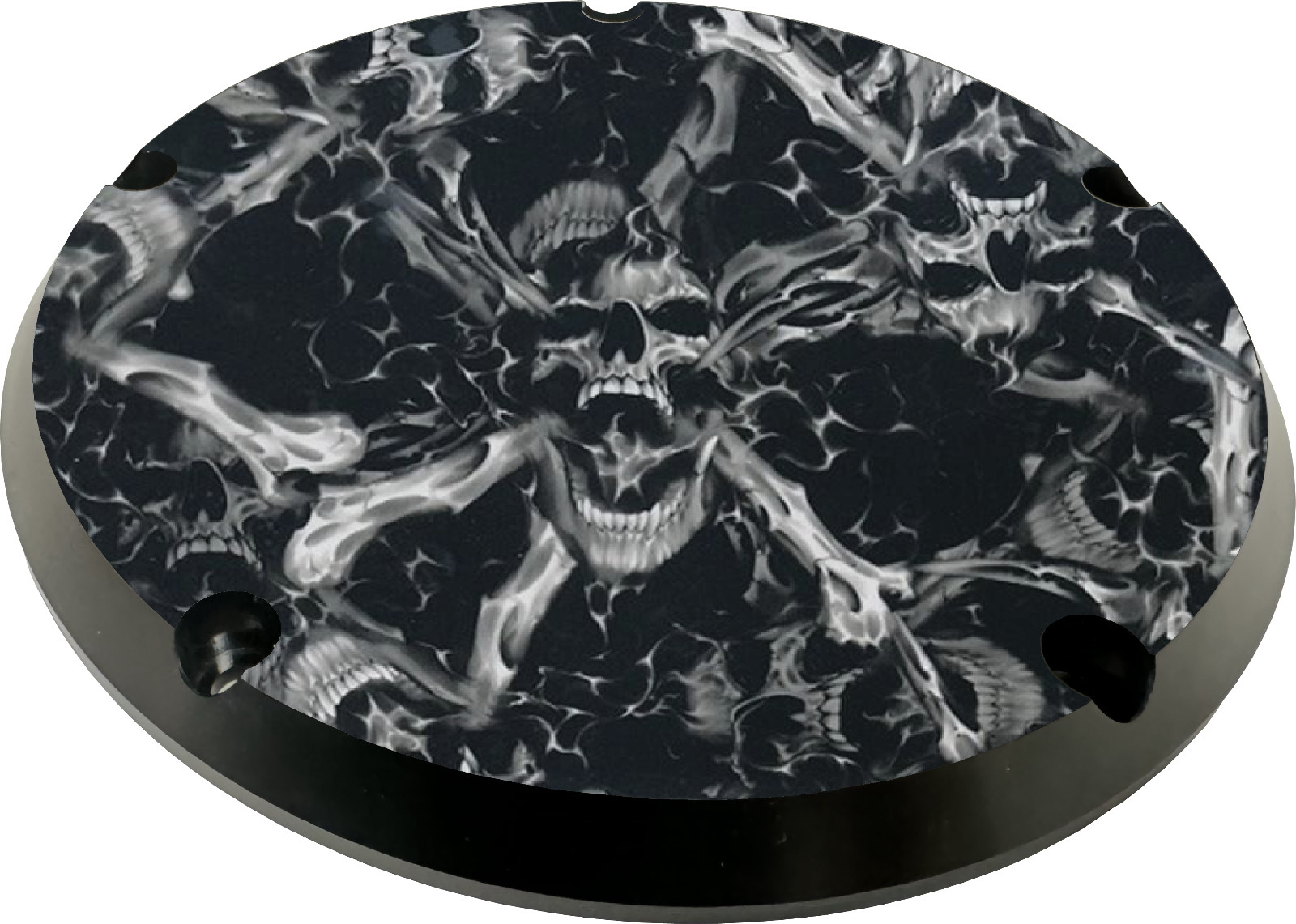 Smoked Skulls Twin Cam Harley Davidson Derby Cover. Fits Twin Cam Motors